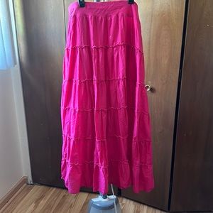 Pink flare maxi skirt